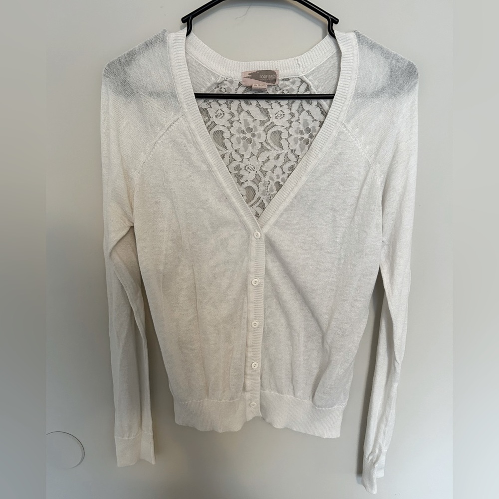 White Lace-back Cardigan